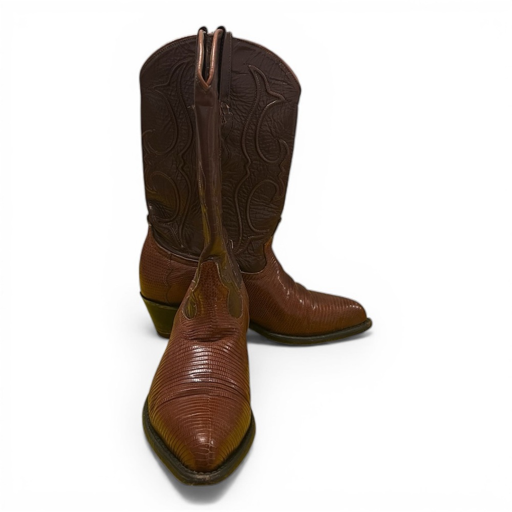 VTG Los Altos Geniune Lizard Brown Cowboy Boots Womens US Size 6M Rodeo Western - Picture 5 of 11